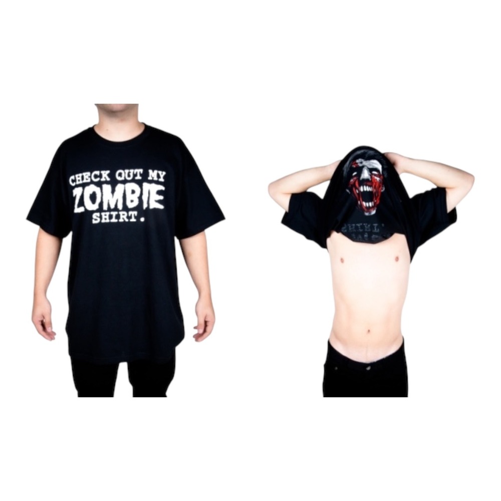 Y2K Spencer's Flip‎ Up Zombie Shirt Size L Halloween Graphic Tee Rare NWOT